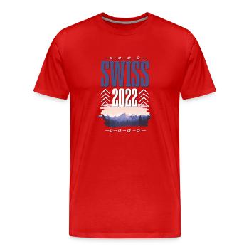 Swiss 2022 - Männer Premium Bio T-Shirt - Rot - Vorne - Damien (186cm)