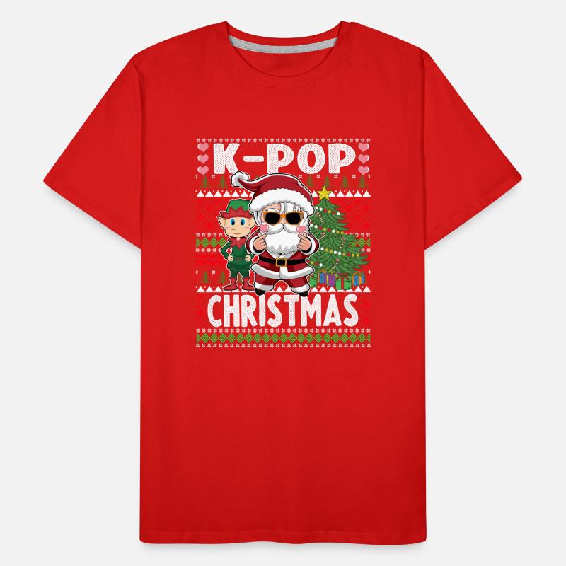 Weihnachtsmann und Elf K-Pop Weihnachten hässlicher Pullover Männer Premium Bio T-Shirt
