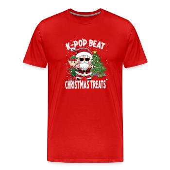 K Pop Beat Friandises de Noël, K Pop Teens Noël - T-shirt bio Premium Homme - rouge - Devant - Damien (186cm)