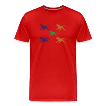 5 Baboons Gift Monkeys - Men's Premium Organic T-Shirt - red - Front - Damien (186cm)