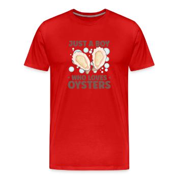 Oyster Lovers Funny Oyster Oyster Shucker - Men's Premium Organic T-Shirt - red - Front - Damien (186cm)