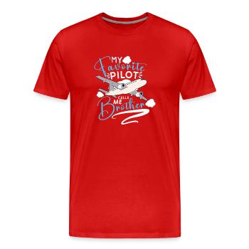 Pilot Aviation Airplane Airline Captain Aviator - Men's Premium Organic T-Shirt - red - Front - Damien (186cm)