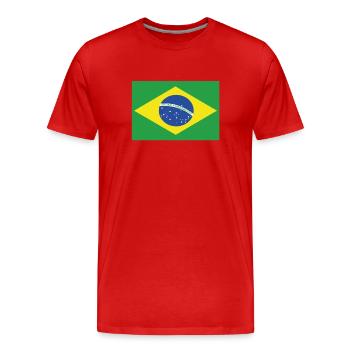 Official Brazil Flag Brazilian Country Pride - Men's Premium Organic T-Shirt - red - Front - Damien (186cm)