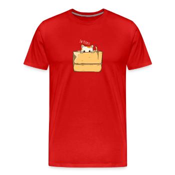 Introvertiertes Katzendesign für introvertierte - Männer Premium Bio T-Shirt - Rot - Vorne - Damien (186cm)