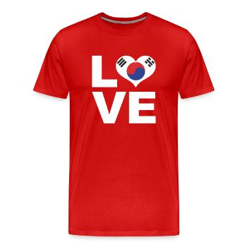 J’adore le drapeau du cœur de la Corée du Sud La Corée du Sud - T-shirt bio Premium Homme - rouge - Devant - Damien (186cm)