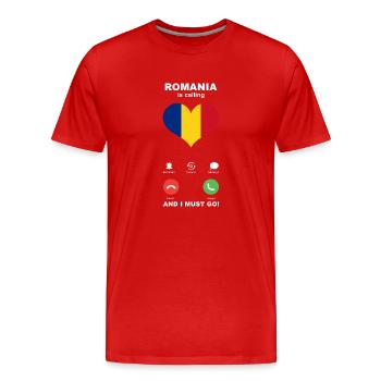Romania is calling Romania Heart Souvenir - Men's Premium Organic T-Shirt - red - Front - Damien (186cm)