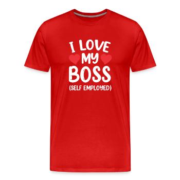 I love my boss (self-employed) freelancer - Men's Premium Organic T-Shirt - red - Front - Damien (186cm)