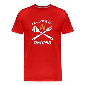 Grillmeister Dennis - Männer Premium Bio T-Shirt - Rot - Vorne - Damien (186cm)