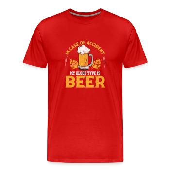 Drôle de bière Buveur de bière Buveur de bière Brasseur Motif - T-shirt bio Premium Homme - rouge - Devant - Damien (186cm)