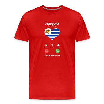 Uruguay is calling Uruguay Heart Souvenir - Men's Premium Organic T-Shirt - red - Front - Damien (186cm)