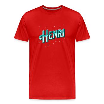 Henri Namen personalisiert - Männer Premium Bio T-Shirt - Rot - Vorne - Damien (186cm)