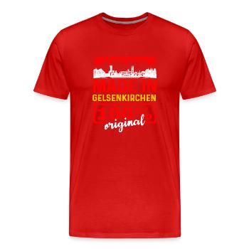 Halle - Männer Premium Bio T-Shirt - Rot - Vorne - Damien (186cm)
