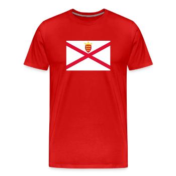 Official Jersey Flag Jerseian Country Pride - Men's Premium Organic T-Shirt - red - Front - Damien (186cm)
