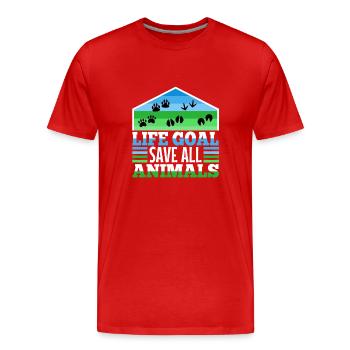 Objectif de vie sauver tous les animaux - T-shirt bio Premium Homme - rouge - Devant - Damien (186cm)