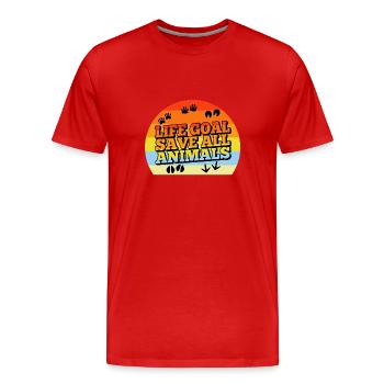 Objectif de vie sauver tous les animaux - T-shirt bio Premium Homme - rouge - Devant - Damien (186cm)