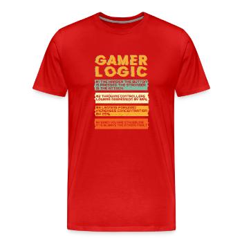 Jeu logique de joueur - T-shirt bio Premium Homme - rouge - Devant - Damien (186cm)
