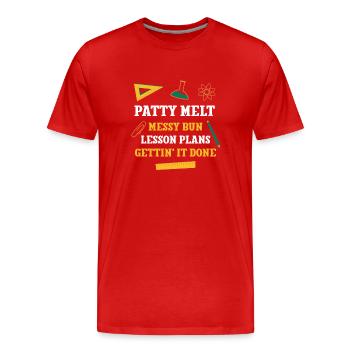 Patty Melt Messy Bun Plans de leçon Drôle d’enseignant - T-shirt bio Premium Homme - rouge - Devant - Damien (186cm)