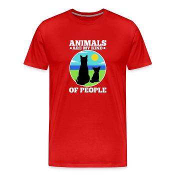 Les animaux sont mon genre de personnes - T-shirt bio Premium Homme - rouge - Devant - Damien (186cm)