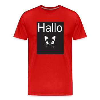 Katze schwarz Hallo - Männer Premium Bio T-Shirt - Rot - Vorne - Damien (186cm)