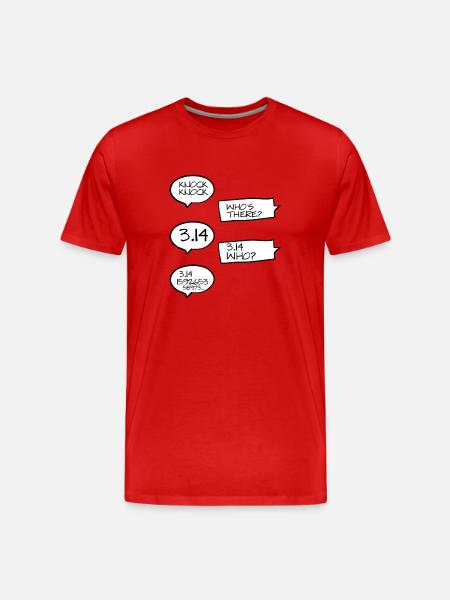 Funny Math Jokes In Pi - Men's Premium Organic T-Shirt - red