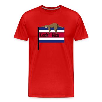 Costa Rica Faultier auf der Flagge von Costa Rica - Männer Premium Bio T-Shirt - Rot - Vorne - Damien (186cm)
