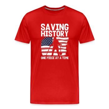 Détection de métaux, détecteur de métaux - T-shirt bio Premium Homme - rouge - Devant - Damien (186cm)