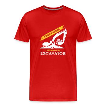 Ich schnarche nicht, im Traum bin ich ein Bagger - Männer Premium Bio T-Shirt - Rot - Vorne - Damien (186cm)