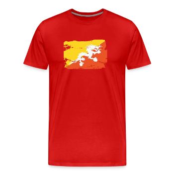 Official Bhutan Flag Bhutanese Country Pride - Men's Premium Organic T-Shirt - red - Front - Damien (186cm)