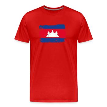 Drapeau officiel du Cambodge Cambodian Country Pride - T-shirt bio Premium Homme - rouge - Devant - Damien (186cm)