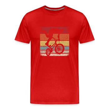 BMX Shirt Cycling Downhill Vintage Retro - Men's Premium Organic T-Shirt - red - Front - Damien (186cm)