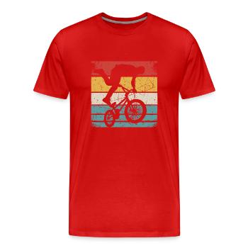 BMX Shirt Cycling Downhill Vintage Retro - Men's Premium Organic T-Shirt - red - Front - Damien (186cm)