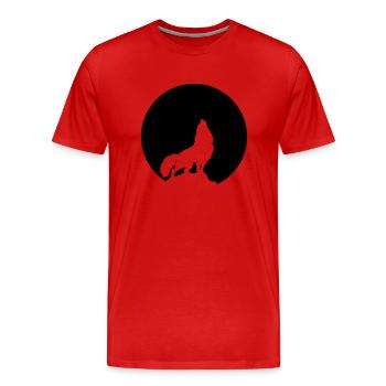 Wolf Mond Sterne Astronomie - Männer Premium Bio T-Shirt - Rot - Vorne - Damien (186cm)