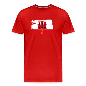 Offizielle Flagge von Gibraltar Land - Männer Premium Bio T-Shirt - Rot - Vorne - Damien (186cm)