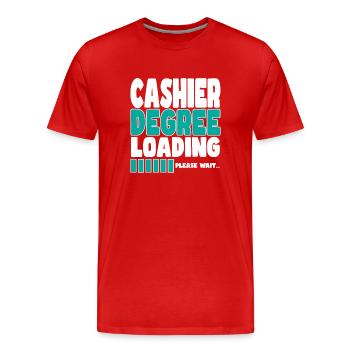 Le caissier invite à la formation - T-shirt bio Premium Homme - rouge - Devant - Damien (186cm)