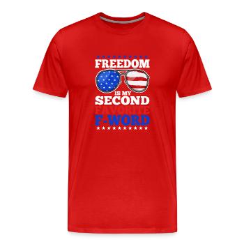 La liberté est mon deuxième mot préféré - T-shirt bio Premium Homme - rouge - Devant - Damien (186cm)