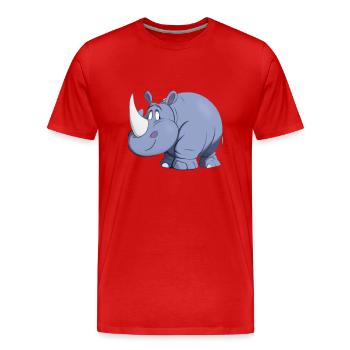 Kawaii Cartoon Rhino - Men's Premium Organic T-Shirt - red - Front - Damien (186cm)