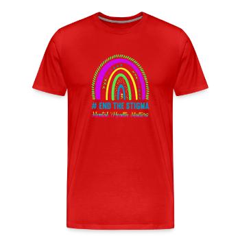 Mettre fin à la stigmatisation La santé mentale compte arc-en-ciel - T-shirt bio Premium Homme - rouge - Devant - Damien (186cm)