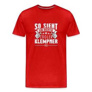 Klempner So sieht ein richtig cooler aus - Männer Premium Bio T-Shirt - Rot - Vorne - Damien (186cm)