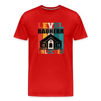 Level Bauherr Unlocked Bauherr Bauherren Bauherr - Männer Premium Bio T-Shirt - Rot - Vorne - Damien (186cm)