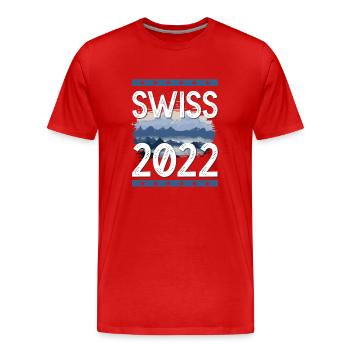 Swiss 2022 - Männer Premium Bio T-Shirt - Rot - Vorne - Damien (186cm)
