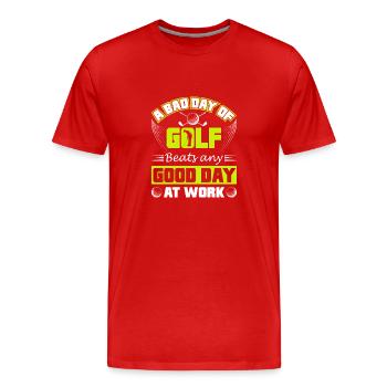Bad Day of Golf - Männer Premium Bio T-Shirt - Rot - Vorne - Damien (186cm)