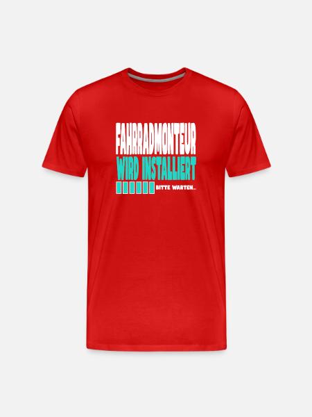 Fahrradmonteur wird installiert - Männer Premium Bio T-Shirt - Rot