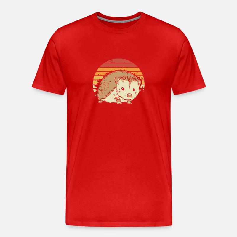 Süßer Igel Retro - Männer Premium Bio T-Shirt - Rot