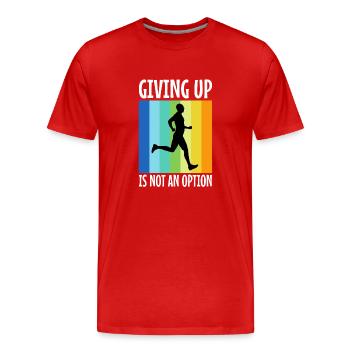 Abandonner n’est pas une option - T-shirt bio Premium Homme - rouge - Devant - Damien (186cm)