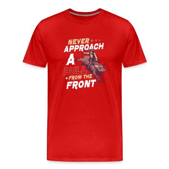 Rodeo Bull Riding Livestock Show Bovins fermiers - T-shirt bio Premium Homme - rouge - Devant - Damien (186cm)