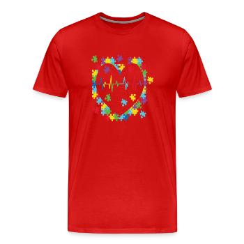 Autism Retro - Men's Premium Organic T-Shirt - red - Front - Damien (186cm)