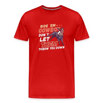 Rodeo Bull Riding Livestock Show Bovins fermiers - T-shirt bio Premium Homme - rouge - Devant - Damien (186cm)