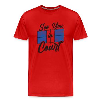 Pickleball Pun Rendez-vous au tribunal - T-shirt bio Premium Homme - rouge - Devant - Damien (186cm)