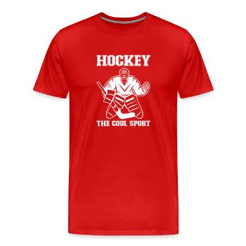 Joueur de hockey sur glace Drôle de gardien de but de l’équipe de hockey sur glace - T-shirt bio Premium Homme - rouge - Devant - Damien (186cm)