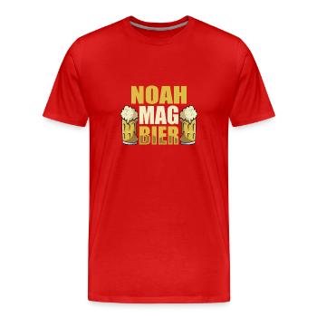 Noah mag Bier Name Geburtstag - Männer Premium Bio T-Shirt - Rot - Vorne - Damien (186cm)